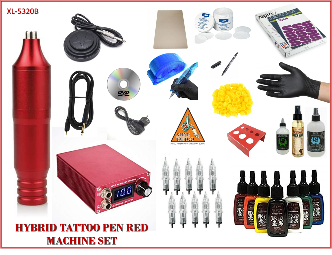 XL-5320A HYBRID ÇANTALI SİYAH RENK TATTOO PEN KALICI MAKYAJ MAKİNASI SETİ - MABUCHI MOTOR