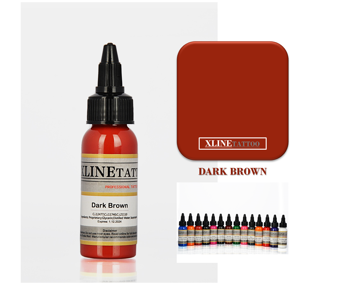 1 Oz Xlinetattoo Dark Brown Dövme Boyası - 30ml Kahverengi Dövme Mürekkebi