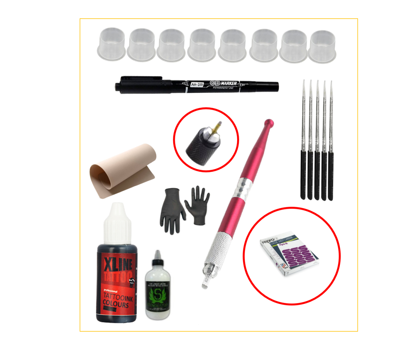 XLH-129 HAND POKE BİTTOR BLACK DÖVME SETİ - 9 PARÇA