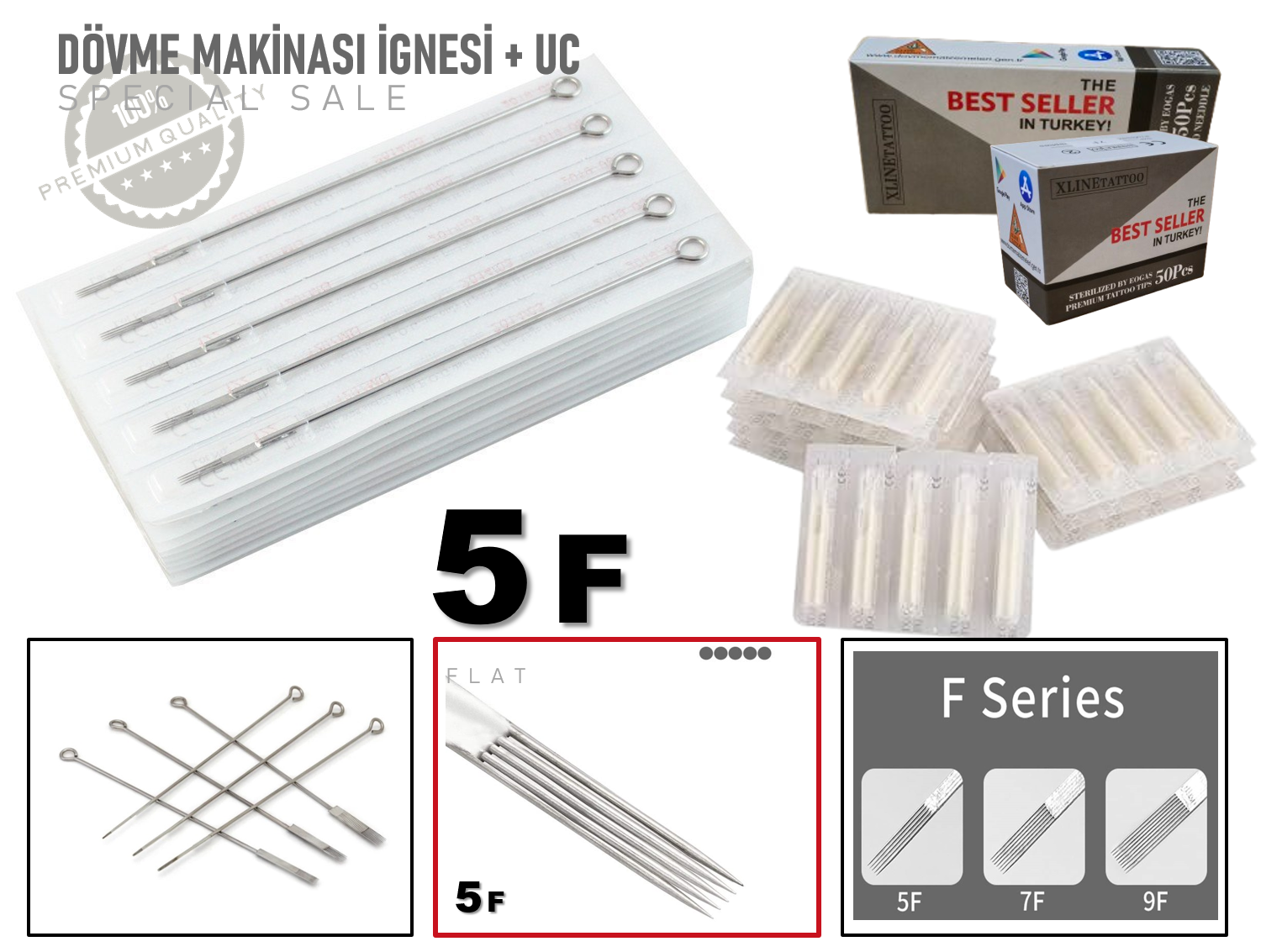 5F TATTOO DÖVME MAKİNASI İĞNELERİ 5 İgne + 5 Uç