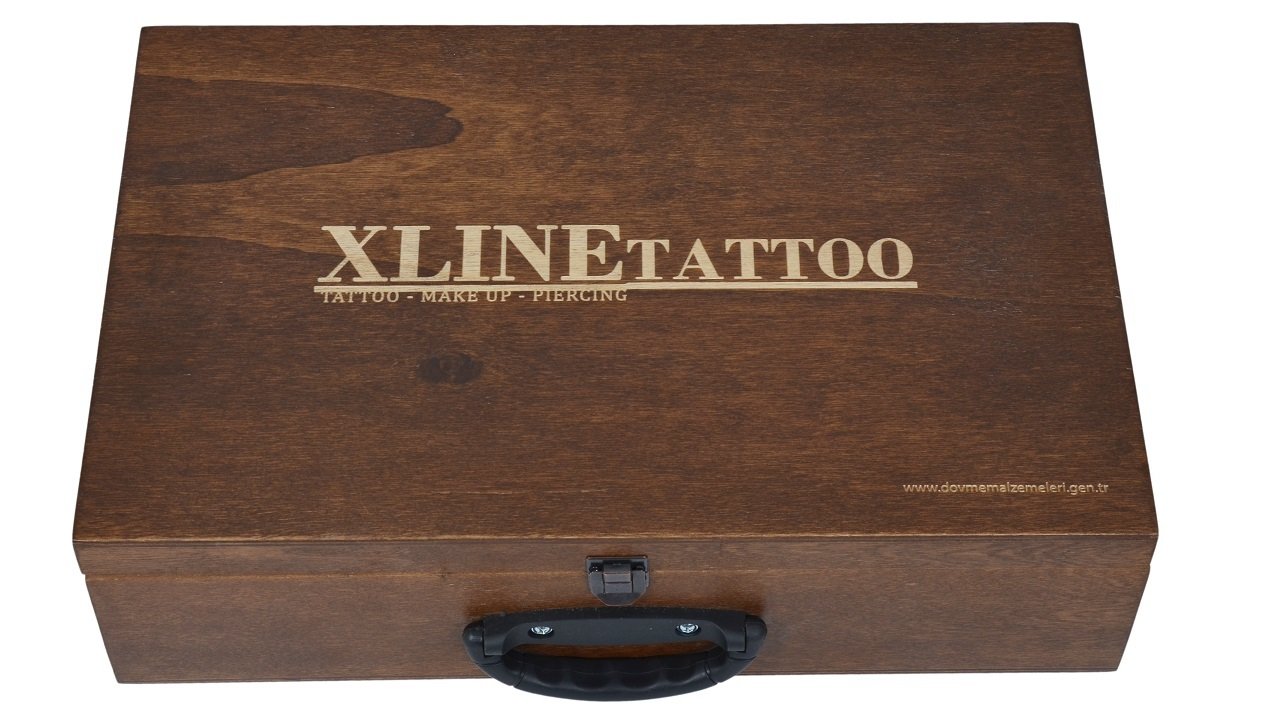 BÜYÜK BOY BÖLMELİ  AHŞAP RETRO ÇANTA - TATTOO DÖVME MALZEME ÇANTASI